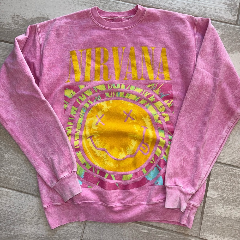Small Pink Nirvana Crew Neck Sweatshirt
